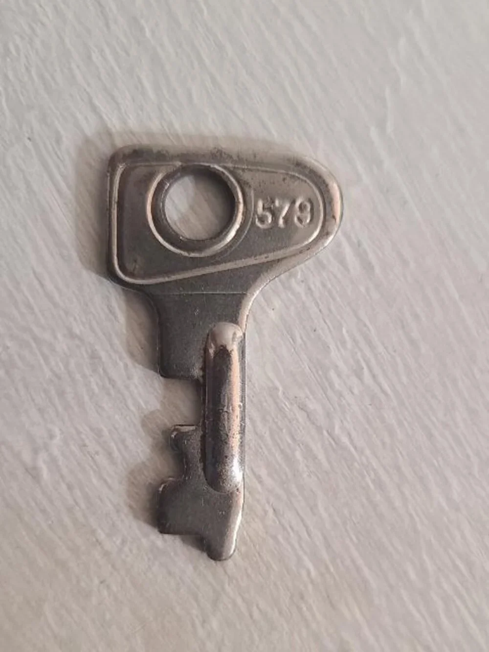 Sudhaus #579 German Luggage Vintage Lock Key - Old Small Silver Steel Germany